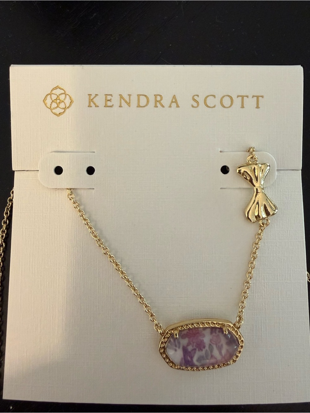 Kendra Scott Gold Necklace with Purple Marbled Pendant